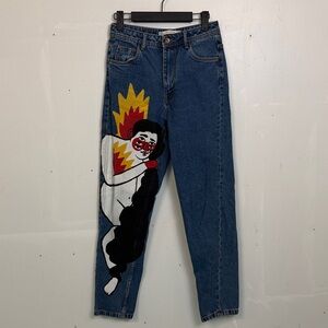 Zara Blue Denim Jeans with design